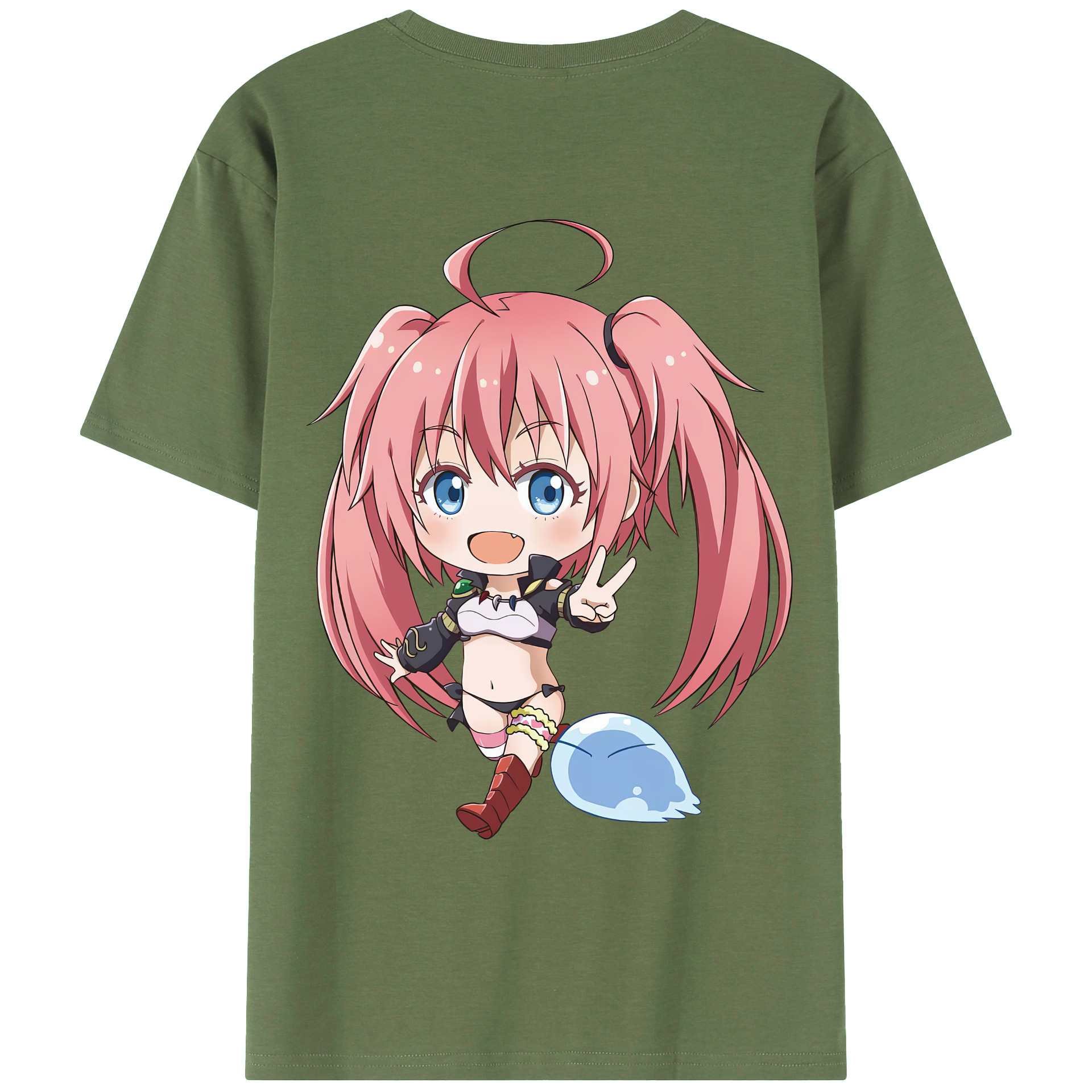 （画像用） 転スラ Regarding Reincarnated to Slime 綿100％ メンズ半袖Tシャツ（バックプリント） 通気性